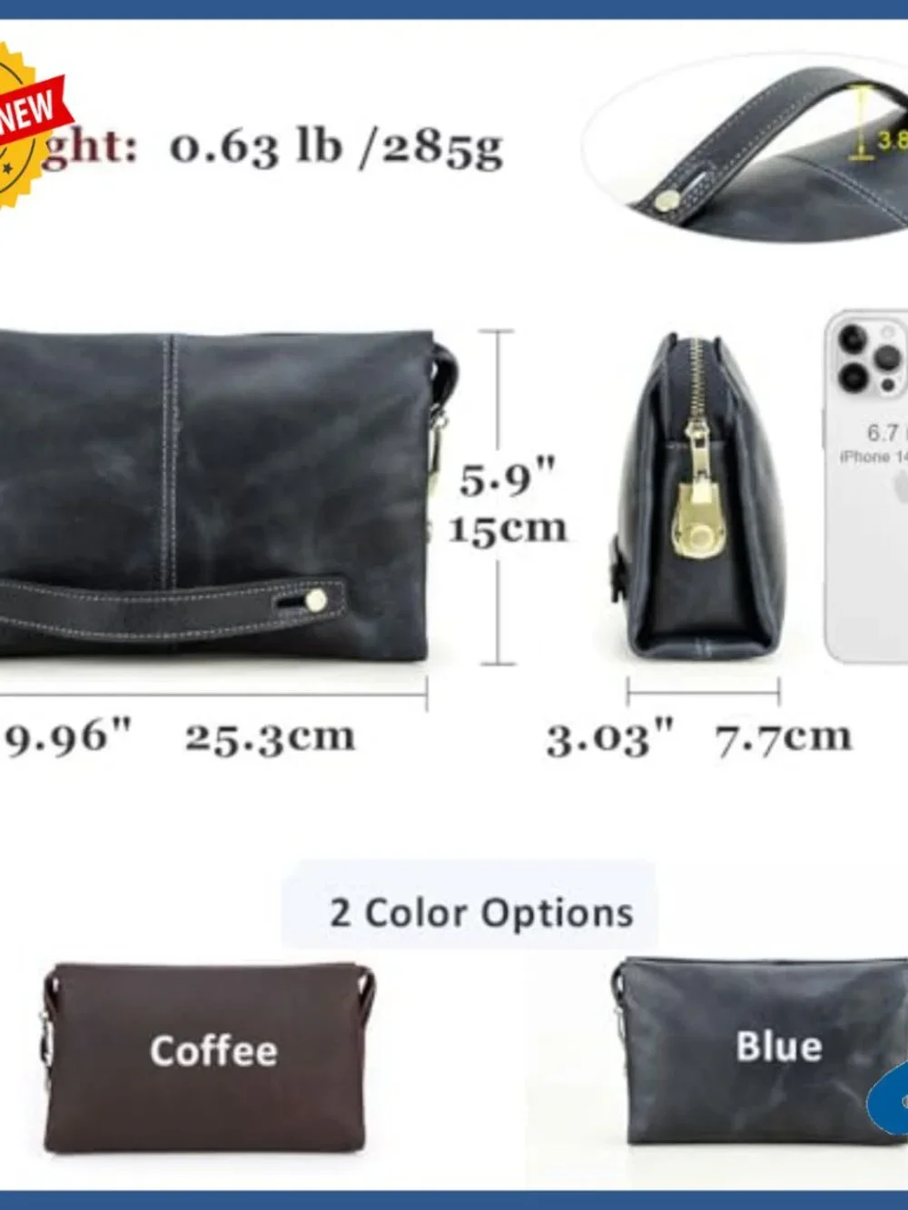 Leather Anti-Theft Clutch Bag with Lock, Large Capacity Travel Purse for Men